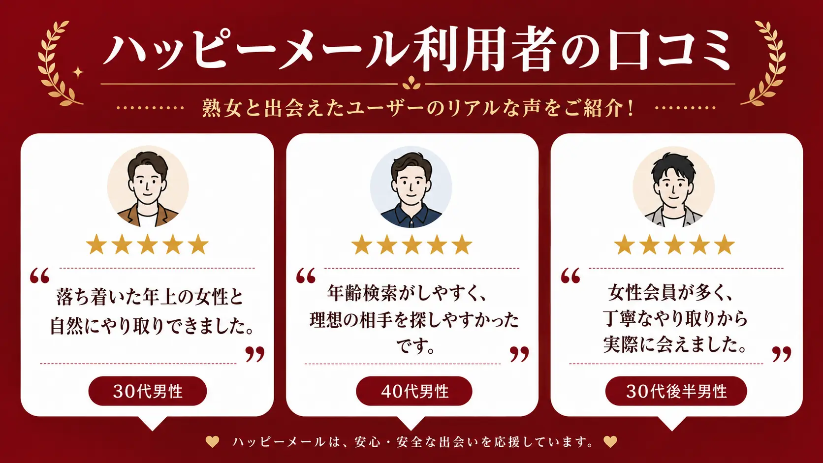 ハッピーメールで大人の女性・熟女と出会えた口コミ体験談のイラスト